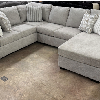 Gray posh dove sectional with chaise soft fabric