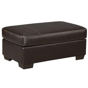 Austin Brown Leather Ottoman: A luxurious and bold brown ottoman crafted with high-quality leather upholstery.