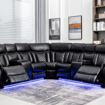 Batman black power reclining sectional with LED lighting underneath