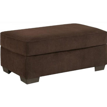Chevron Ottoman brings comfort and style. Upholstered in rich brown fabric.