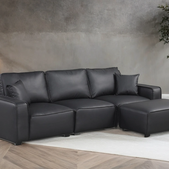 Columbia black sectional with ottoman