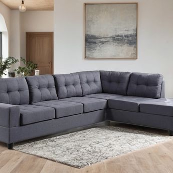 James Grey reversible sectional with chaise, crafted in soft linen fabric