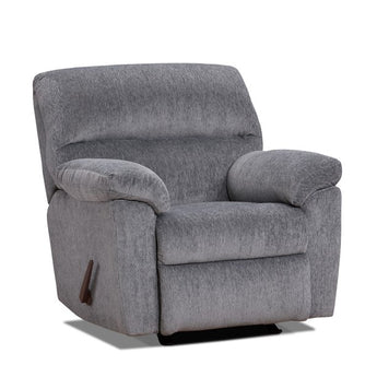 Feel ultimate comfort with the Kynance Grey Rocker Recliner! Upholstered in grey fabric and with reclining features, it's both durable and cozy.