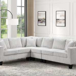 Logan beige corduroy reversible sectional
