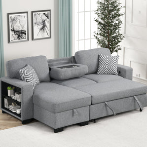 Pacific Gray Reversible Sectional with Pull-Out Bed