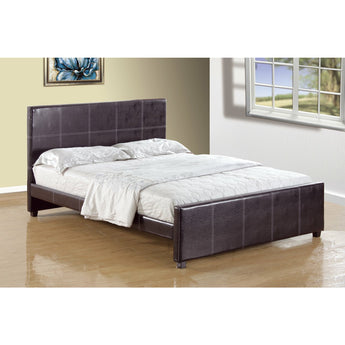 Edward Leatherette Platform Bed in Brown. Available in king, queen, twin and full size.