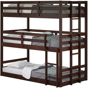 Triple Twin Bunk Bed in Cappuccino