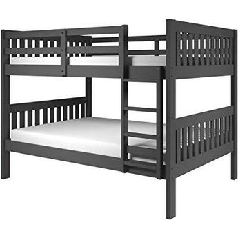 Full/Full Bunk Bed in Dark Grey. This strong, sturdy, and simple Full-over Full Bunk Bed is the perfect addition to a kid's bedroom. Made from 100% solid pine wood with steel reinforcements. Multi-step finishing process to ensure a smooth bed finish.