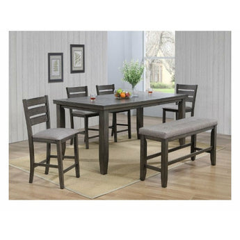 Bardstown Counter Height 6pc Dining Set - Grey. This set includes 1 table and four chairs. Features upholstered seats and plank table top.