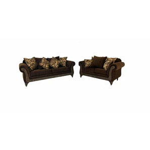 Upholstered Brown Sofa and Loveseat