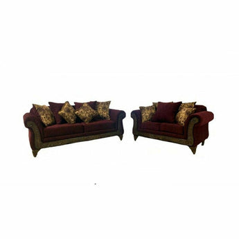 Upholstered Purple Sofa and Loveseat.