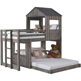 Twin/Full Campsite Loft Bunk Bed in Rustic Dirty Grey-Donco