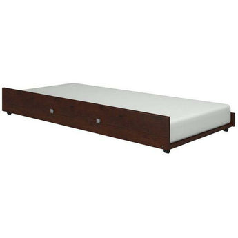 Donco Twin Pull-Out Trundle in Dark Cappuccino. This item is a great way to save space and add sleeping space to your child's room. The included caster wheels make moving the trundle a snap. Also available in white, slate grey, antique grey, light espresso, brown glaze, and dark grey finish.