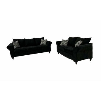Upholstered Black Sofa and Loveseat