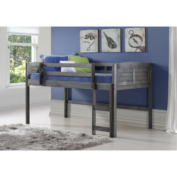 Twin Antique Grey Louver Low Loft Bed