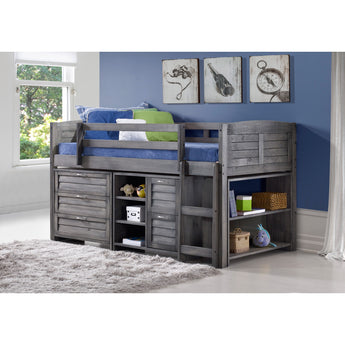 Twin Modular Study Loft Bed in Antique Grey Set A-Donco