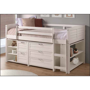 Twin Study Loft Bed in White with Optional Slide-Donco
