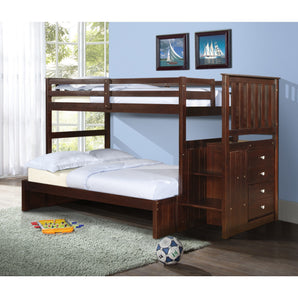 Twin/Full Mission Stairway Bunk Bed in Dark Cappuccino