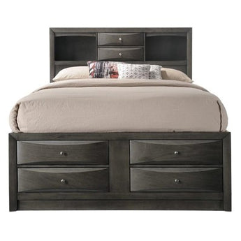 Emily Grey Bookcase Bed. This beautiful bed has built-in storage essential for any master or guest room.