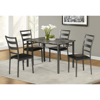 Knox Dining Set 5 PC in Grey & Black Faux Marble Top