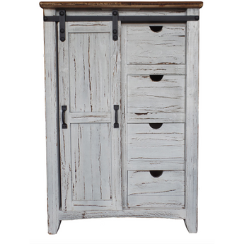 Sliding Barn Door Chest in Distressed White