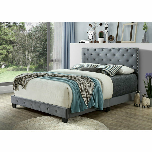 Starlet Upholstered Bed In Grey - Furnishings4Less