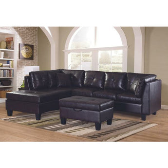 Townsend PU Sectional with Ottoman in Dark Brown