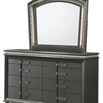 Stylish dresser and mirror from Adira Collection. It has 8 roomy drawers in dark gray finish.