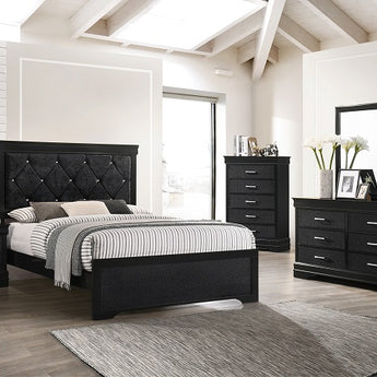 Amalia 5 Piece Bedroom Set in Black Finish