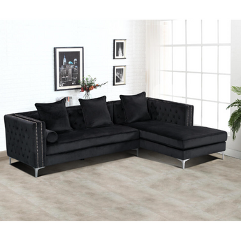 Black Velvet Sectional - Ava