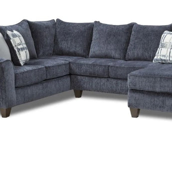 4PC Sofa and Chaise Sectional in blue fabric. 100% polyester.
