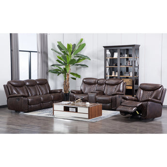 Chanel Brown Reclining Sofa, Reclining Loveseat and Rocker Recliner