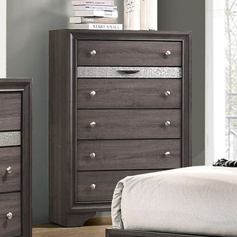 Chrissy Gray 5-Drawer Chest with hidden jewelry drawer.