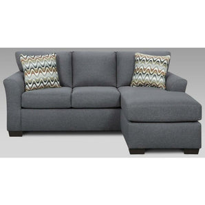Cosmopolitan Grey Sofa. This sleeper sofa is covered in a beautiful grey polyester fabric complete with 2 accent pillows.