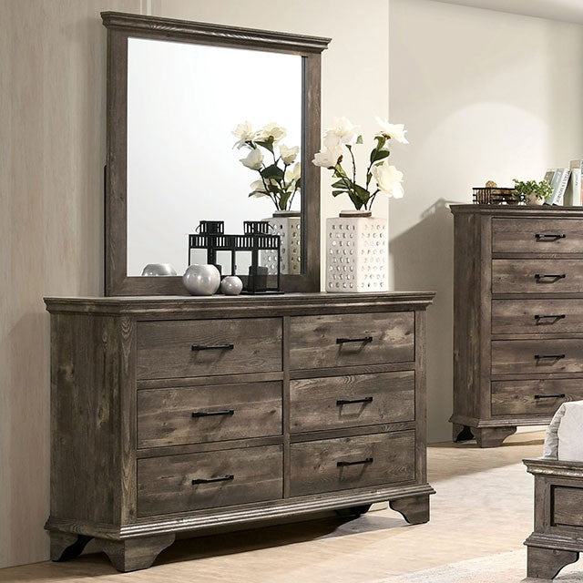grey wood dresser with mirror Fortworth - Gray