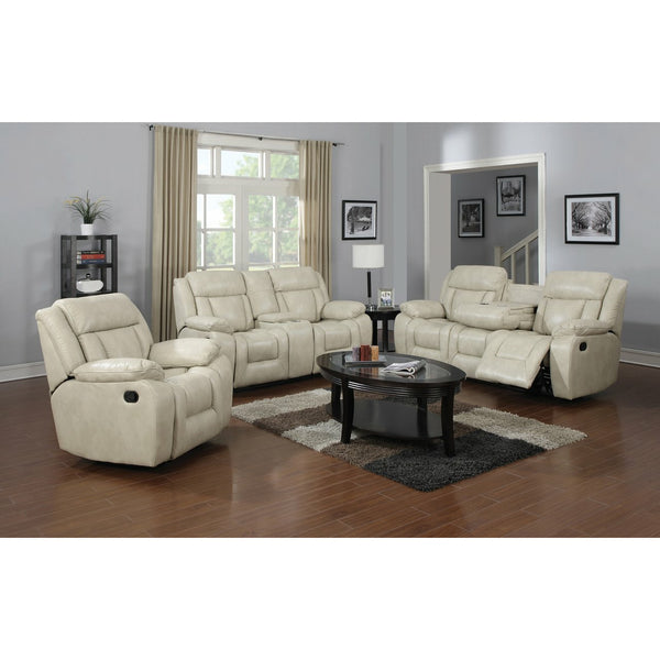 Beige leather 2024 recliner sofa set