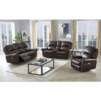 3 Piece Brown Power Reclining Sofa Set. Includes Power reclining sofa , loveseat and chair.