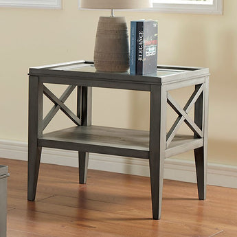 Tempered Glass Top Gray End Table - Izar