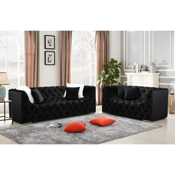 Black Velvet Sofa and Loveseat- Kylie