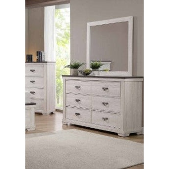 White 6-Drawer Dresser & Mirror- Leighton