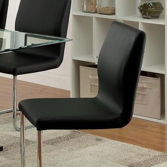 Lodia Leatherette Side Chair in Black- padded chair with chrome legs