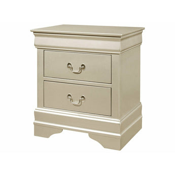 Louis Philip 2 Drawer Nightstand in Champagne Finish