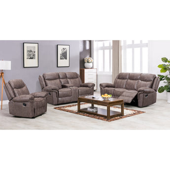 Brown Reclining Sofa Set. Includes Sofa, Loveseat and Recliner.