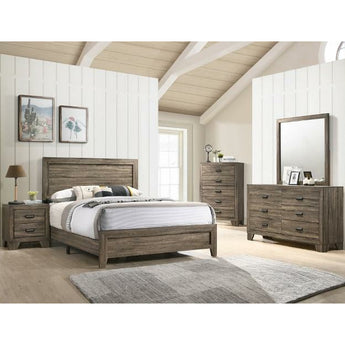 Millie Bedroom Set finished in grey. These pieces feature modern-looking finishes and designs of clean lines. Available in King, Queen, Full or Twin Size.