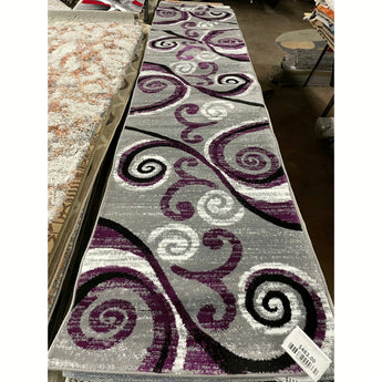 Sior Collection Purple Abstract Area Rug - Olefin Rug With Jute Backing - Hallway, Entryway, Bedroom, Living Room, Rug