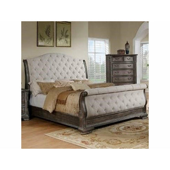 Sheffield Upholstered Sleigh Bed in Antique Grey