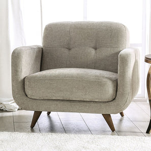 Mid-Century Inspired Beige Accent Chair - Siegen