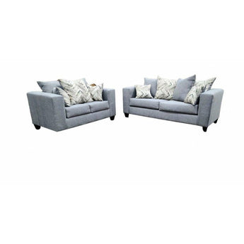 Upholstered Silver Sofa and Loveseat