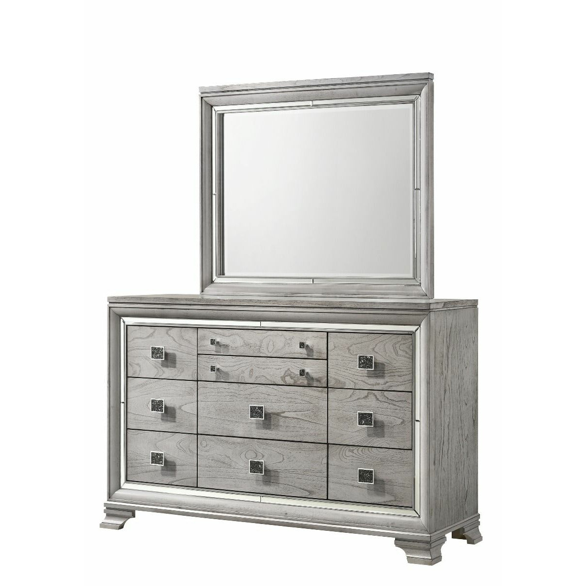 light grey dresser set Furniture of America Rantate Light Gray Acacia 62-in W Standard Dresser With Mirror one_size