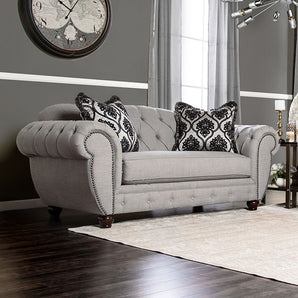 Viviana Pleated Loveseat in Gray/Black